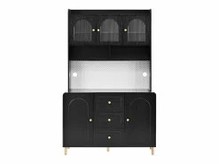Merax Aparador alto de cocina - 140 x 40 x 190 cm - con 3 cajones + 5 puertas + estantes - MDF -