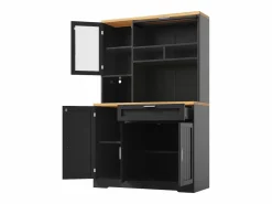 Merax Aparador alto de cocina - 104 x 40 x 180 cm - con LEDs + 4 puertas + 1 cajón + estante - MDF + metal -