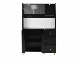 Merax Aparador alto de cocina con enchufes y tablero perforado - 120 x 40 x 184 cm - con puertas + 3 cajones + balda - MDF -