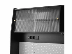 Merax Aparador alto de cocina con enchufes y tablero perforado - 120 x 40 x 184 cm - con puertas + 3 cajones + balda - MDF -