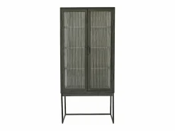 BERAH GETAH Aparador alto de metal y vidrio ondulado 70 cm