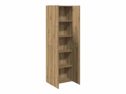 Aparador alto en madera de roble labrada artesanalmente 60x32x190 cm