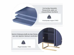Best Aparador, Aparador Minimalista Moderno con 4 Puertas y Estructura de Metal para Comedor, Sala, Cocina, Aparador