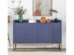 Best Aparador, Aparador Minimalista Moderno con 4 Puertas y Estructura de Metal para Comedor, Sala, Cocina, Aparador