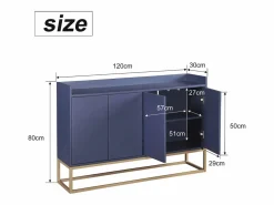 Best Aparador, Aparador Minimalista Moderno con 4 Puertas y Estructura de Metal para Comedor, Sala, Cocina, Aparador