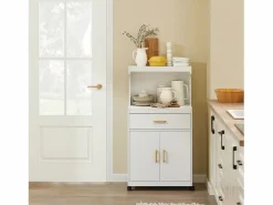 Best Sobuy Aparador Auxiliar bajo de Cocina con 2 Puertas y 1 cajón, para microondas,L62 cm x P40 cm x H119 cm FSB12-W ES Blanco