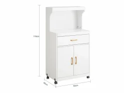 Best Sobuy Aparador Auxiliar bajo de Cocina con 2 Puertas y 1 cajón, para microondas,L62 cm x P40 cm x H119 cm FSB12-W ES Blanco