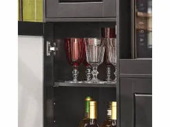 Hot Sobuy Aparador Auxiliar de Almacenamiento para Microondas con Ruedas Armario de Cocina con 3 Puertas y un Cajón 88.5 x 40 x 89 cm FSB78-SCH ES Negro