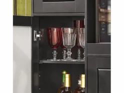 Hot Sobuy Aparador Auxiliar de Almacenamiento para Microondas con Ruedas Armario de Cocina con 3 Puertas y un Cajón 88.5 x 40 x 89 cm FSB78-SCH ES Negro