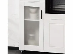Online Sobuy Aparador Auxiliar de Almacenamiento para Microondas con 4 Ruedas Mueble Auxiliar de Comedor con 3 Puertas y 1 Cajón 88,5 x 40 x 89 cm FSB78-W ES Blanco