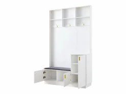 New Merax Aparador bajo - 120 x 35 x 92 cm - Con tiradores metálicos + 1 cajón + 3 puertas - Aglomerado - Blanco