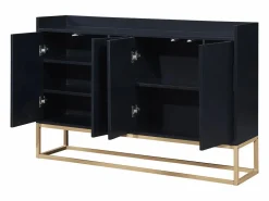 Sale Merax Aparador bajo 4 puertas - Patas de madera MDF y metal - Estilo moderno - Color - 120 x 30 x 80 cm Negro