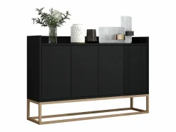 Sale Merax Aparador bajo 4 puertas - Patas de madera MDF y metal - Estilo moderno - Color - 120 x 30 x 80 cm Negro
