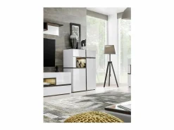 Discount Aparador bajo, bar CRISS + LED. Vitrina, mueble para vajilla decorativo, moderno y de diseño para tu salón. Vitrina Para Vajilla