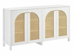 Sale Aparador - Aparador con 4 puertas de ratán y tiradores de metal - para comedor y salón Aparador