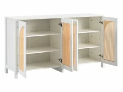 Sale Aparador - Aparador con 4 puertas de ratán y tiradores de metal - para comedor y salón Aparador