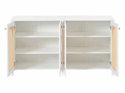 Sale Aparador - Aparador con 4 puertas de ratán y tiradores de metal - para comedor y salón Aparador