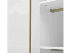 Discount Aparador con 2 cajones y 2 puertas de cristal, tiradores y patas dorados - para salón y comedor Aparador De Cocina