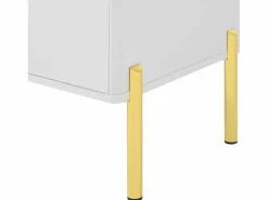 Discount Aparador con 2 cajones y 2 puertas de cristal, tiradores y patas dorados - para salón y comedor Aparador De Cocina