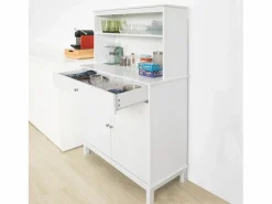 Sobuy Aparador Cocina Cómoda Armario de almacenamiento Buffet de cocina L90 x D40 x H148cm FSB26-W ES