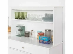 Sobuy Aparador Cocina Cómoda Armario de almacenamiento Buffet de cocina L90 x D40 x H148cm FSB26-W ES