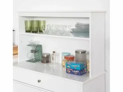 Sobuy Aparador Cocina Cómoda Armario de almacenamiento Buffet de cocina L90 x D40 x H148cm FSB26-W ES