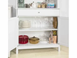 Sobuy Aparador Cocina Cómoda Armario de almacenamiento Buffet de cocina L90 x D40 x H148cm FSB26-W ES