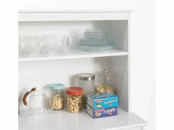 Sobuy Aparador Cocina Cómoda Armario de almacenamiento Buffet de cocina L90 x D40 x H148cm FSB26-W ES