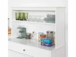 Sobuy Aparador Cocina Cómoda Armario de almacenamiento Buffet de cocina L90 x D40 x H148cm FSB26-W ES