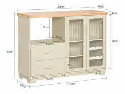 Aparador Cocina para microonda Buffet para Comedor Entrada Salón con 2 puertas 2 cajones y 1 compartimento abierto 120 x 40 x 90 cm FSB81-MI ES Aparador De Cocina