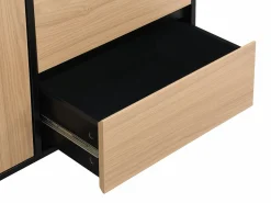 Online Aparador con 1 puerta y 3 cajones - Negro y natural claro - GLARODI Aparador