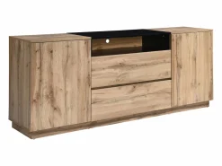 Outlet Vente-unique Aparador con 2 puertas, 2 cajones y 1 estante - Natural y Negro - CEMILINA Negro / Color natural claro