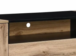 Outlet Vente-unique Aparador con 2 puertas, 2 cajones y 1 estante - Natural y Negro - CEMILINA Negro / Color natural claro