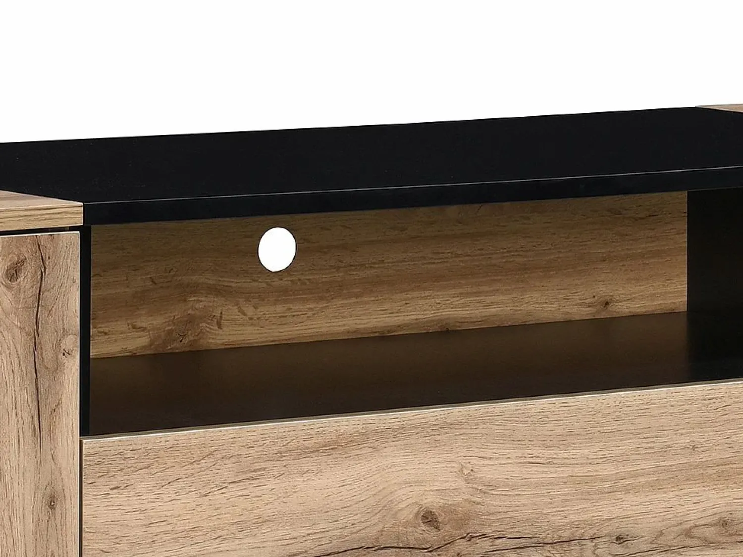 Outlet Vente-unique Aparador con 2 puertas, 2 cajones y 1 estante - Natural y Negro - CEMILINA Negro / Color natural claro