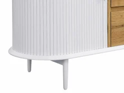 Sale Aparador con 2 puertas correderas y 3 cajones de MDF - Natural y blanco - VELURANI Aparador