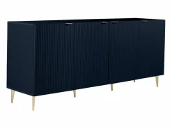 Outlet Vente-unique Aparador con 4 puertas de MDF y acero - Azul y dorado - YESINIA Azul oscuro