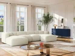 Outlet Vente-unique Aparador con 4 puertas de MDF y acero - Azul y dorado - YESINIA Azul oscuro