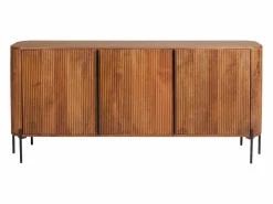 Vente-unique Aparador con 3 puertas de madera de mango y metal - Natural y negro - BALIMELA