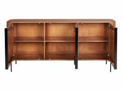 Vente-unique Aparador con 3 puertas de madera de mango y metal - Natural y negro - BALIMELA