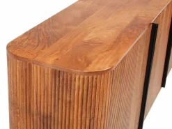 Vente-unique Aparador con 3 puertas de madera de mango y metal - Natural y negro - BALIMELA