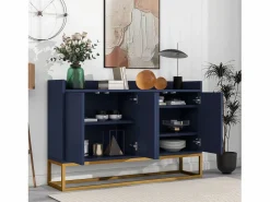 Clearance Aparador con 4 puertas sin tirador - estilo contemporáneo - madera + metal - azul Aparador