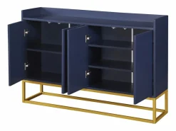 Clearance Aparador con 4 puertas sin tirador - estilo contemporáneo - madera + metal - azul Aparador