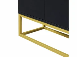 Sale ModernLuxe Aparador con 4 puertas sin tirador - estilo contemporáneo - madera + metal - Negro