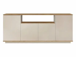 Discount Vente-unique Aparador con 4 puertas y 1 estante - Beige y natural - LOTULA Beige / Color natural claro
