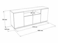 Discount Vente-unique Aparador con 4 puertas y 1 estante - Beige y natural - LOTULA Beige / Color natural claro