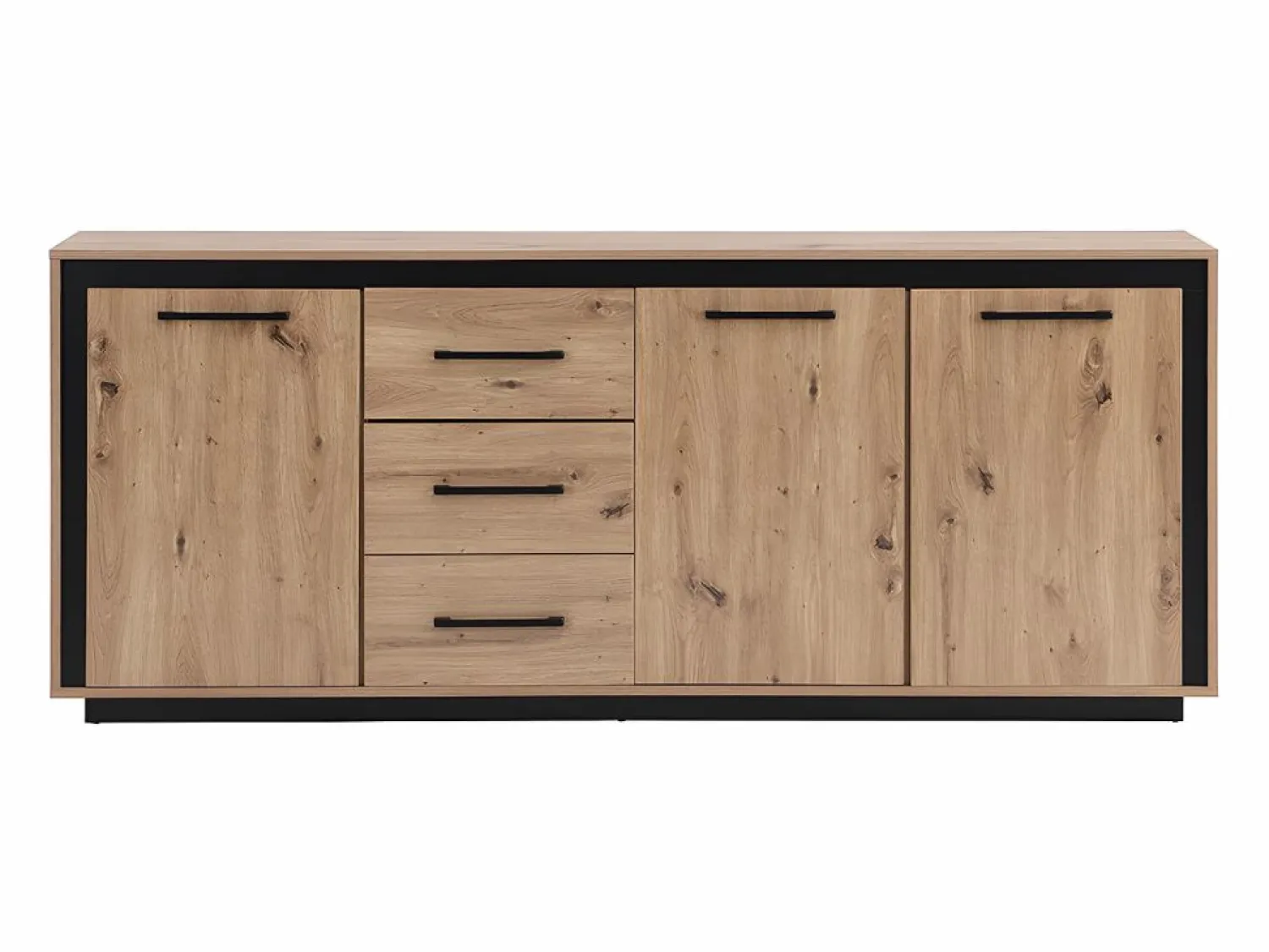 Hot Aparador con 3 puertas y 3 cajones de MDF - Natural y negro - NALAMANE Aparador