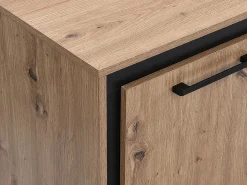 Hot Aparador con 3 puertas y 3 cajones de MDF - Natural y negro - NALAMANE Aparador