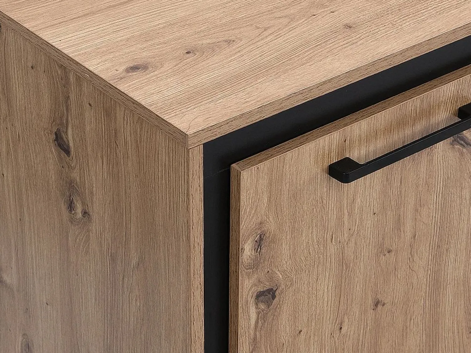 Hot Aparador con 3 puertas y 3 cajones de MDF - Natural y negro - NALAMANE Aparador