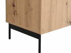 Clearance Aparador con 2 puertas y 3 cajón de MDF - Natural y efecto mármol negro - LIOMENA Aparador