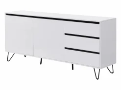 Hot Vente-unique Aparador con 2 puertas y 3 cajones de MDF y acero - y negro - ABUJA Blanco
